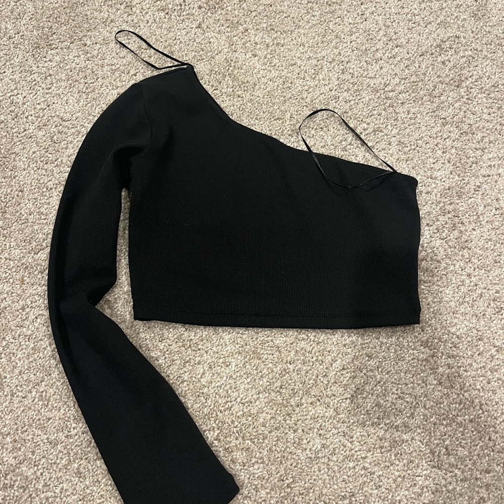 Princess Polly Black Asymmetrical Crop Top